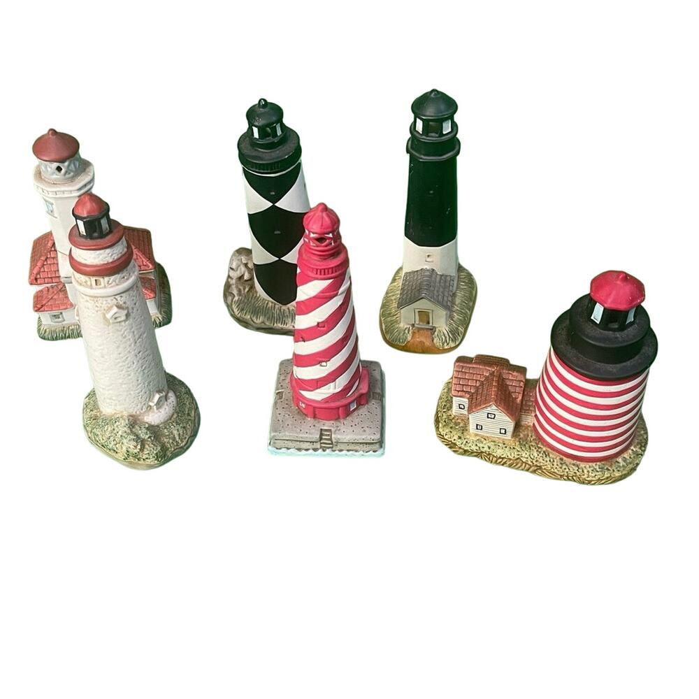 Geo Z Lefton Ceremic Light house set of 6 1993